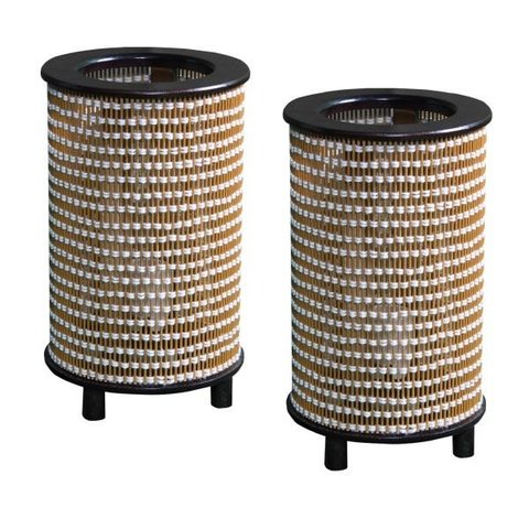 Par de Luminárias Abajur em Bambu Japonês para Sala Quarto