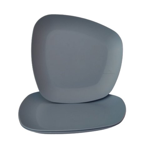 Jogo 03 Pratos Plastico Duro Resistente Refeições Azul