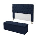 Ver imagem 1 de Kit Cabeceira e Calçadeira Baú Mirage King 195cm Renascer Decor:Azul Marinho