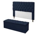 Ver imagem 1 de Kit Cabeceira e Calçadeira Baú Mirage King 195cm Renascer Decor:Azul Marinho