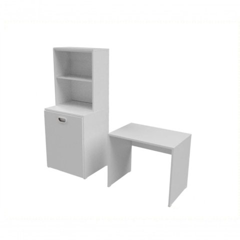 Armário com Mesa de Estudos Infantil 1 Porta 2 Gavetas MDF 100cm Branco Woodcore