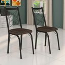 Ver imagem 2 de Kit 2 Cadeiras de Cozinha Delaware Estampado Imbuia Pés de Ferro Preto - Pallazio