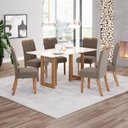 Ver imagem 1 de Mesa de Jantar 6 Lugares Amélia Nature/off White/marrom Amêndoa - Pnr Móveis