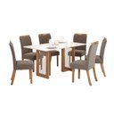 Ver imagem 2 de Mesa de Jantar 6 Lugares Amélia Nature/off White/marrom Amêndoa - Pnr Móveis