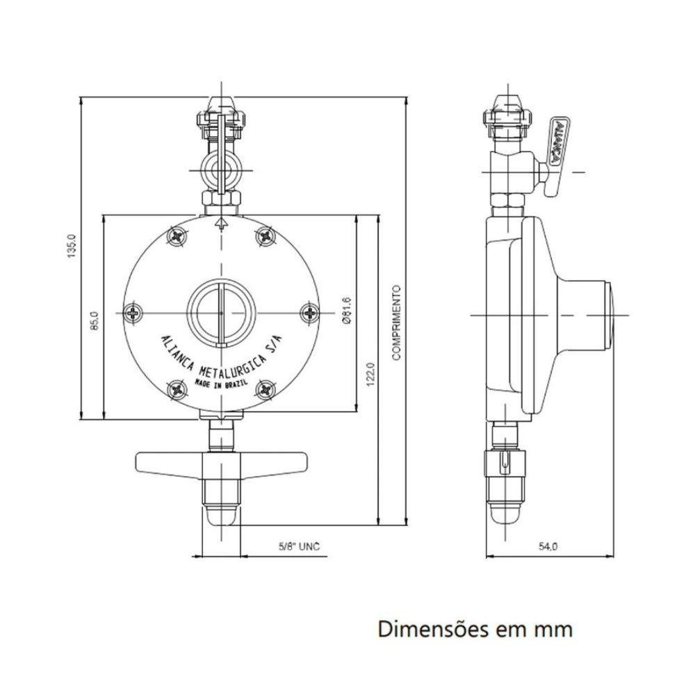 Regulador de Gás 506/01 2 Kg/h - Aliança - 4