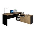 Ver imagem 3 de Conjunto para Escritório com Mesa Diretor em L, 1 Armário Alto e 1 Baixo Espresso Móveis Macadâmia Preto Marrom