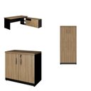 Ver imagem 2 de Conjunto para Escritório com Mesa Diretor em L, 1 Armário Alto e 1 Baixo Espresso Móveis Macadâmia Preto Marrom
