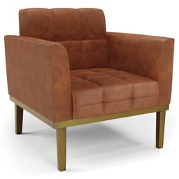 Sofá Namoradeira e 2 Poltronas Base Madeira Castanho Ana Sintético Pu Nozes - Ibiza - 14