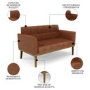 Ver imagem 3 de Sofá Namoradeira e 2 Poltronas Base Madeira Castanho Ana Sintético Pu Nozes - Ibiza