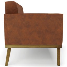 Sofá Namoradeira e 2 Poltronas Base Madeira Castanho Ana Sintético Pu Nozes - Ibiza - 11