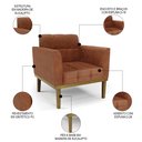 Ver imagem 5 de Sofá Namoradeira e 2 Poltronas Base Madeira Castanho Ana Sintético Pu Nozes - Ibiza