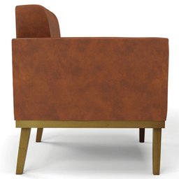 Sofá Namoradeira e 2 Poltronas Base Madeira Castanho Ana Sintético Pu Nozes - Ibiza - 15