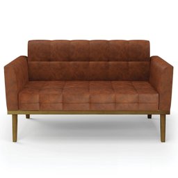 Sofá Namoradeira e 2 Poltronas Base Madeira Castanho Ana Sintético Pu Nozes - Ibiza - 8