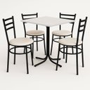 Ver imagem 1 de Conjunto Mesa Preta 70x70cm Tampo Branco com 4 Cadeiras Epoxi