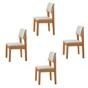 Ver imagem 1 de Conjunto de 4 Cadeiras de Jantar Jade com Tecido Linho Bege Claro/cinamomo
