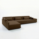 Ver imagem 2 de Sofá de Canto 5 Lugares com Chaise Lado Esquerdo em Sarja 336x196cm Marrom