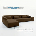 Ver imagem 4 de Sofá de Canto 5 Lugares com Chaise Lado Esquerdo em Sarja 336x196cm Marrom