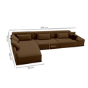Ver imagem 3 de Sofá de Canto 5 Lugares com Chaise Lado Esquerdo em Sarja 336x196cm Marrom