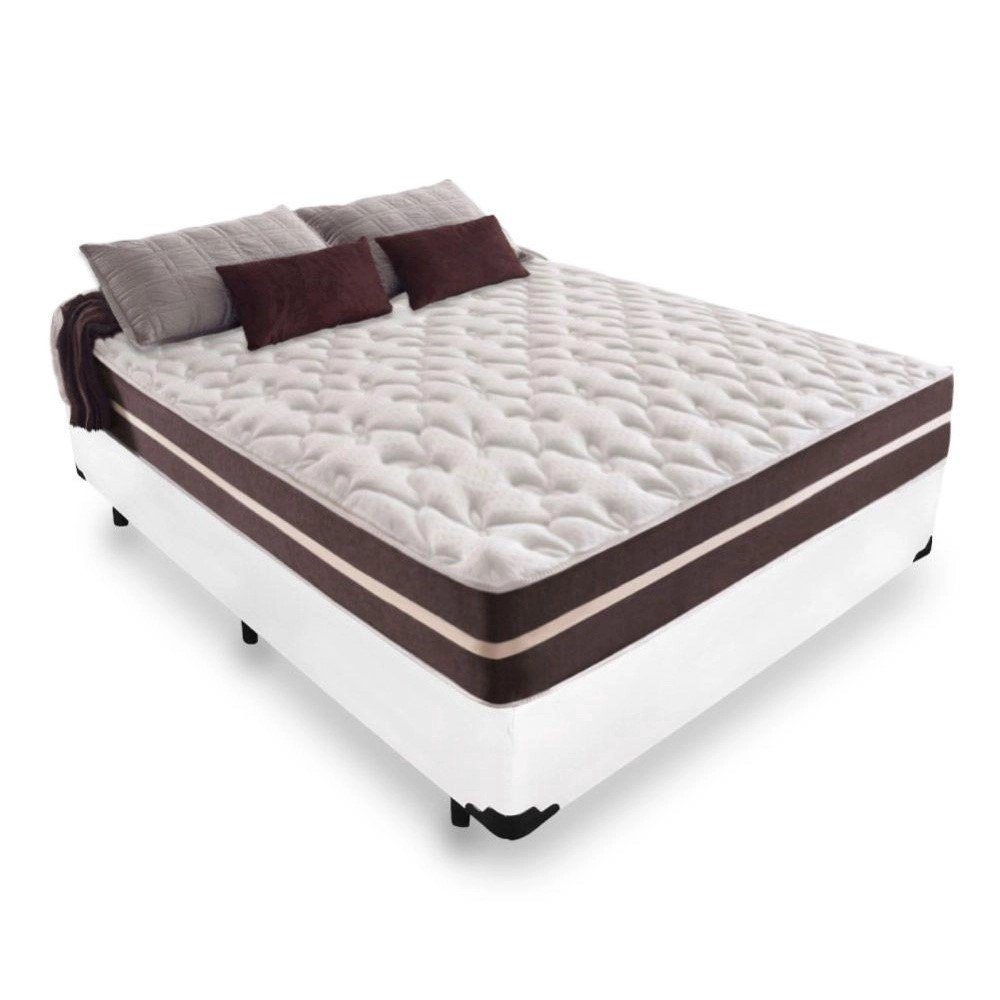 Cama Box Viúva 128 Tecido Sintético Branco com Colchão Little Angel - Bello Box - Mola Superlastic