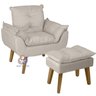 Poltrona Decorativa Opala e Puff Opala Suede Bege Smf Decor - 1