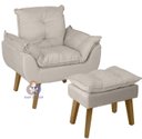Ver imagem 1 de Poltrona Decorativa Opala e Puff Opala Suede Bege Smf Decor