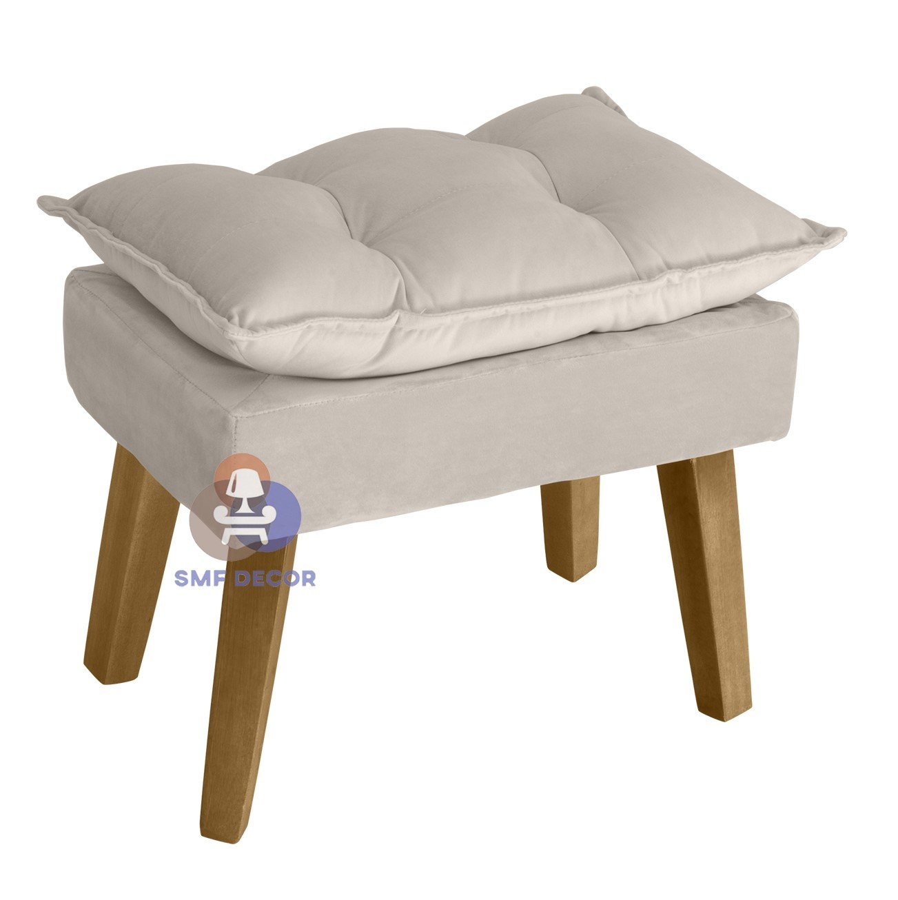 Poltrona Decorativa Opala e Puff Opala Suede Bege Smf Decor - 3