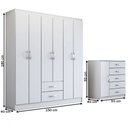Ver imagem 4 de Guarda-roupa Casal Emily 6 Portas 2 Gavetas com Cômoda 1 Porta 5 Gavetas Branco - Panorama Móveis