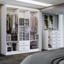 Ver imagem 2 de Guarda-roupa Casal Emily 6 Portas 2 Gavetas com Cômoda 1 Porta 5 Gavetas Branco - Panorama Móveis