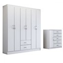 Ver imagem 3 de Guarda-roupa Casal Emily 6 Portas 2 Gavetas com Cômoda 1 Porta 5 Gavetas Branco - Panorama Móveis
