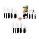 Ver imagem 1 de KIT - 1 Faqueiro Inox 30 Peças Ipanema Preto + 2 Conjuntos Facas 9pç - Tramontina