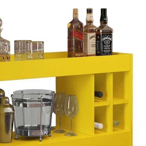 Aparador Bar com Mini Adega Coffee Break - Amarelo Brilho - 2