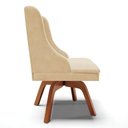Ver imagem 5 de Cadeira Estofada para Sala de Jantar Base Giratória de Madeira Lia Suede Bege - Ibiza