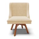 Ver imagem 7 de Cadeira Estofada para Sala de Jantar Base Giratória de Madeira Lia Suede Bege - Ibiza