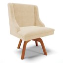 Ver imagem 1 de Cadeira Estofada para Sala de Jantar Base Giratória de Madeira Lia Suede Bege - Ibiza
