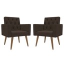 Ver imagem 1 de Kit 2 Poltronas para Sala Escritório Recepção Sala de Espera Thais Suede Marrom
