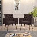 Ver imagem 2 de Kit 2 Poltronas para Sala Escritório Recepção Sala de Espera Thais Suede Marrom