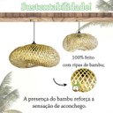 Ver imagem 4 de Pendente Fibra Natural de Bambu Artesanal E27 50 Cm Nat30