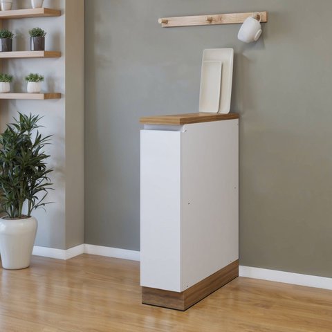 Balcão 1 Porta com Rodapé 20cm 100% MDF Rainha Branco/Nature