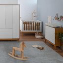 Ver imagem 1 de Kit Quarto Infantil com Pés Square Mel - Cômoda Elfe 4 Gavetas + Guarda-Roupa Elfe + Berço Mini Cama