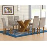 Conjunto Sala de Jantar Mesa Tampo Vidro Verona 6 Cadeiras Grécia Rufato - 1