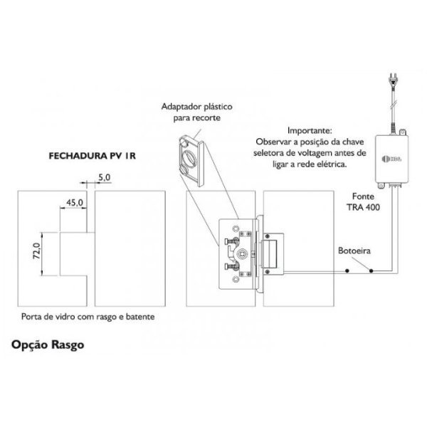 Fechadura Elétrica Porta de Vidro HDL Abertura para Fora PV90 1R-L AF - 4