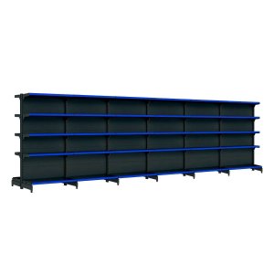 Kit 6 Gôndolas New Premium 2,02m Preta Centro 80/60