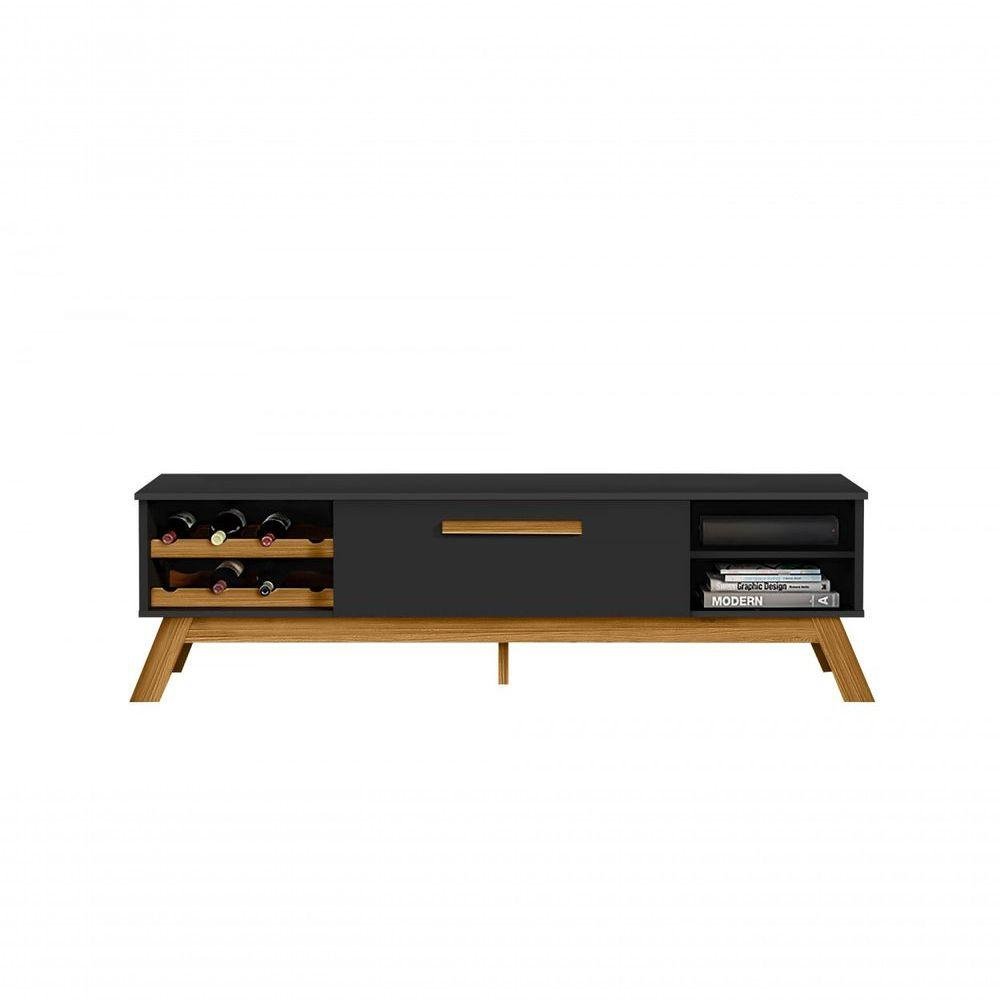Rack Júpiter Base em Madeira Maciça Preto/amêndoa | MadeiraMadeira