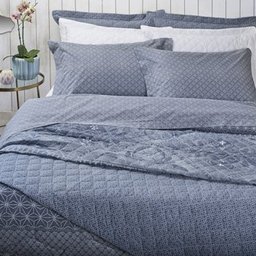 Colcha Cobre Leito Solteiro Azul Marinho Shibori Artex 150 fios - 1