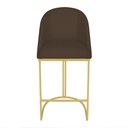 Ver imagem 3 de Banqueta Alta Bela Suede Marrom Base Metálica Industrial Dourado - Pallazio