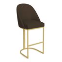 Ver imagem 1 de Banqueta Alta Bela Suede Marrom Base Metálica Industrial Dourado - Pallazio