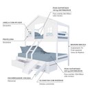 Ver imagem 4 de Beliche Casal/ Solteiro Casinha Dos Sonhos com 02 Gavetas Kit Escada/ Escorregador Madeira Maciça