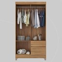 Ver imagem 6 de Kit Guarda Roupa Solteiro 4 Portas Lótus Cômoda Astral - Amêndola Touch