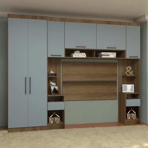 Guarda Roupa Casal Modulado Cp02 Delphi Avelã/grey L01 - Mpozenato