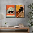 Ver imagem 1 de Kit 2 Quadros Decorativos Boho - Leopardos 24x18cm - com Vidro:moldura Preta